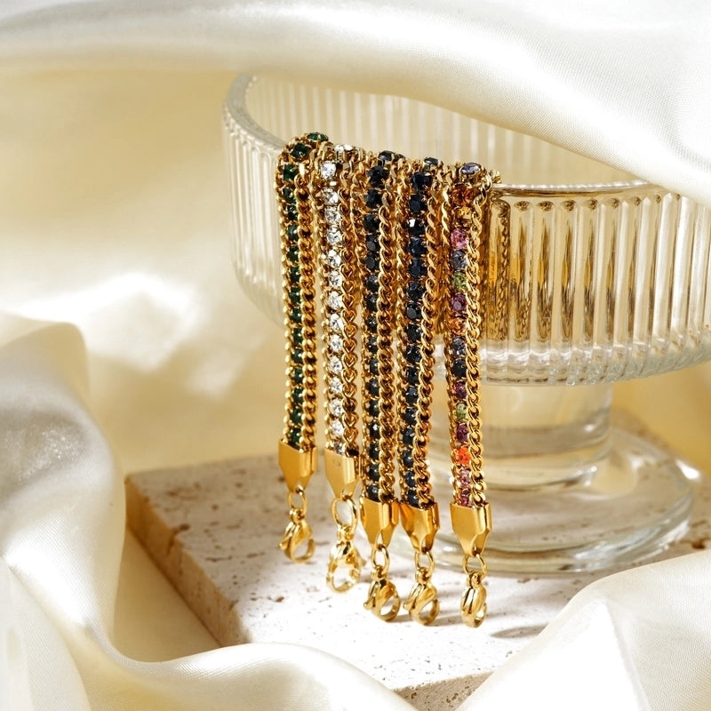 Modern Style Classic Style Irregular 304 Stainless Steel K Gold Plated Zircon Bracelets In Bulk