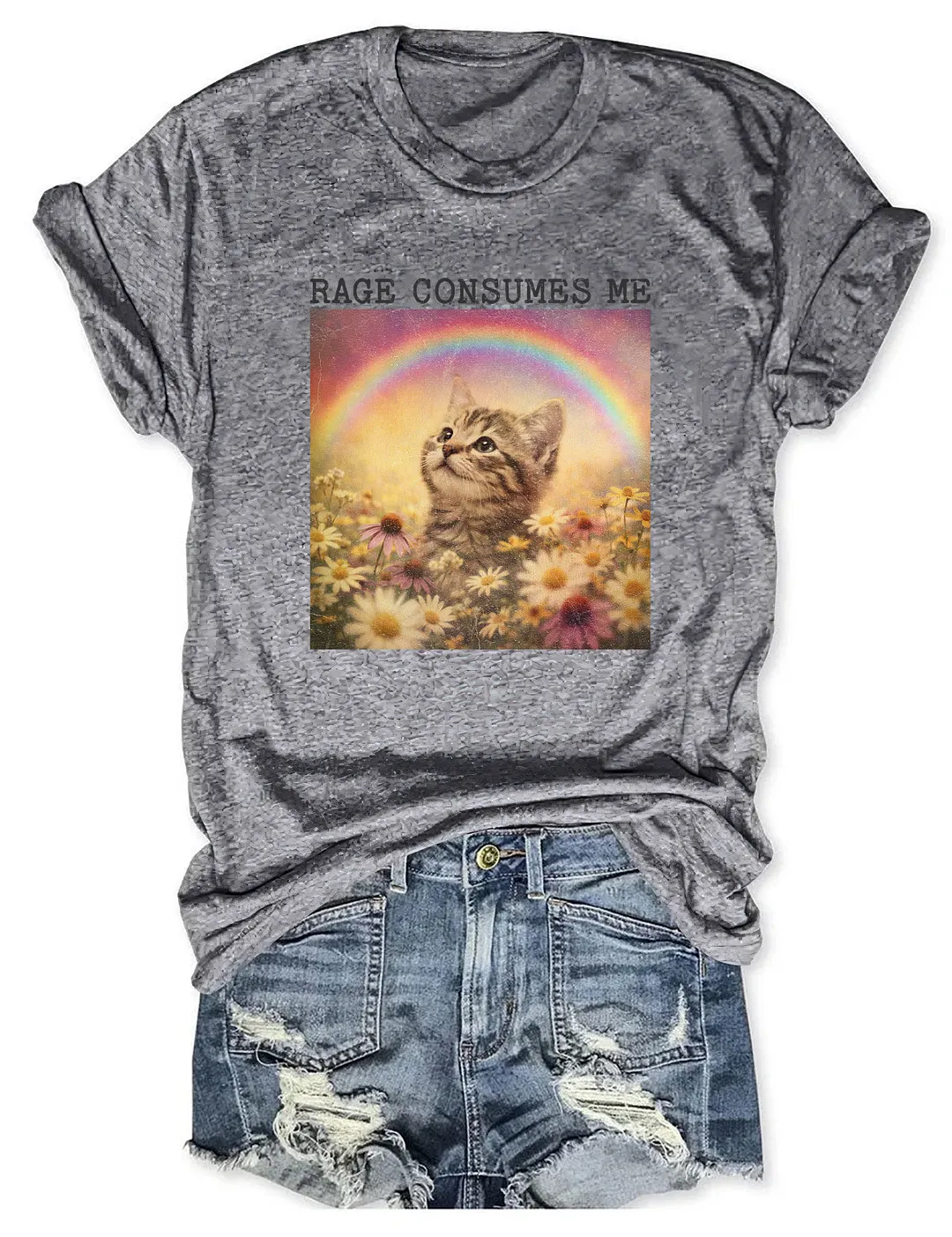 Rage Consumes Me Cute Cat T-shirt
