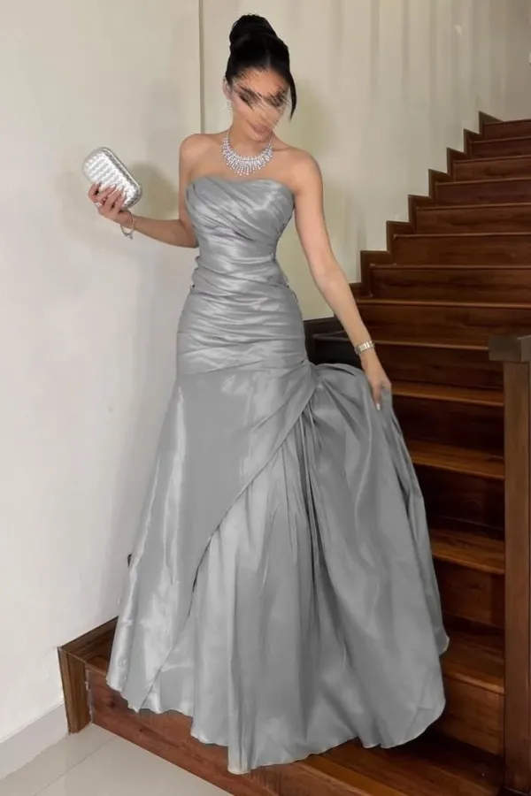 Classy Silver Sleeveless Mermaid Prom Dress,Fashion Silver Formal Gown cc676 main image 1