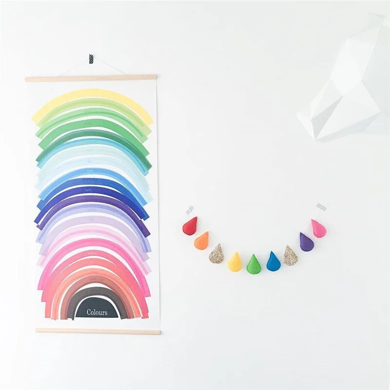 Ins Nordic Felt Raindrops Garland Wall Hanging Ornament Water Drops Banners Kids Room Decoration Children's Clothing Store Props