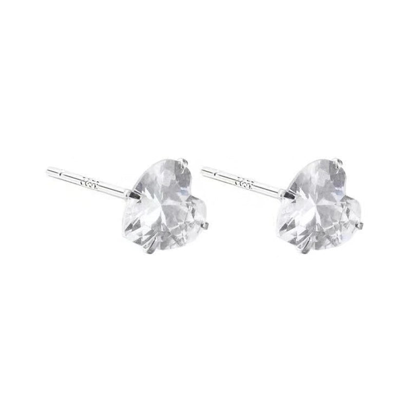 1 Pair 925 Sterling Silver Star Heart Shape Ear Studs