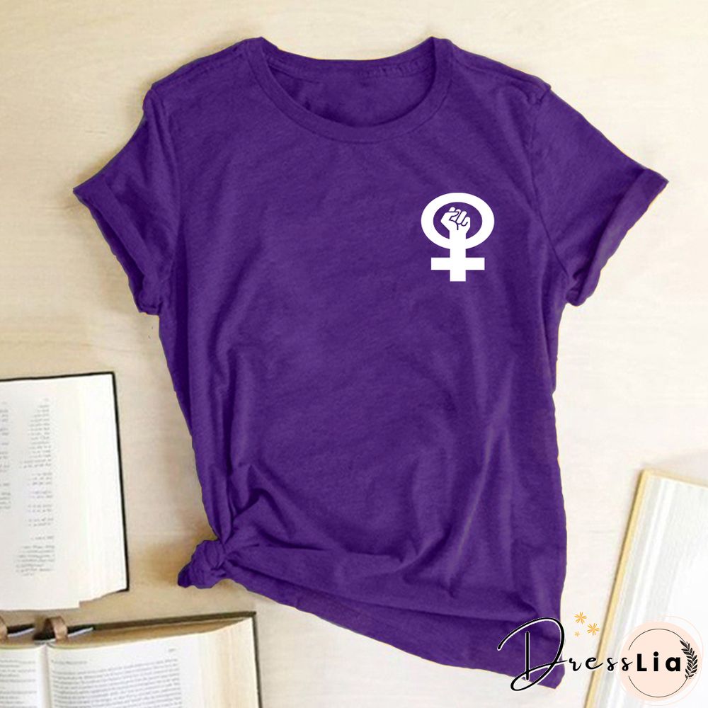 Feminist Women Tshirt Fist Chest Label Print Casual Funny Summer T ShirtFor Lady Girl Tops Tees Hipster Drop Ship Clothes
