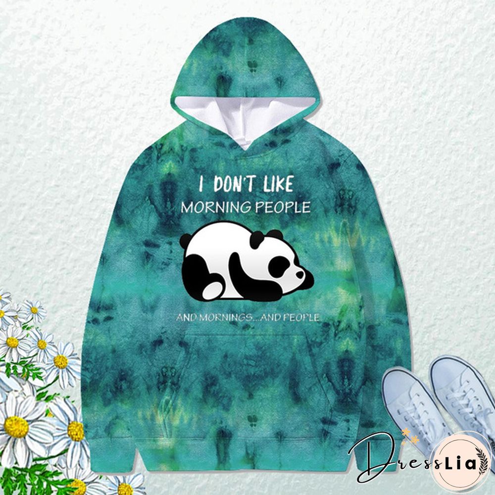 Funny Panda I Don'T Like Morning People Printed Hoodie For Women New Fashion Autumn And Winter Pullovers Ladies Creative Personalized Sweatshirts