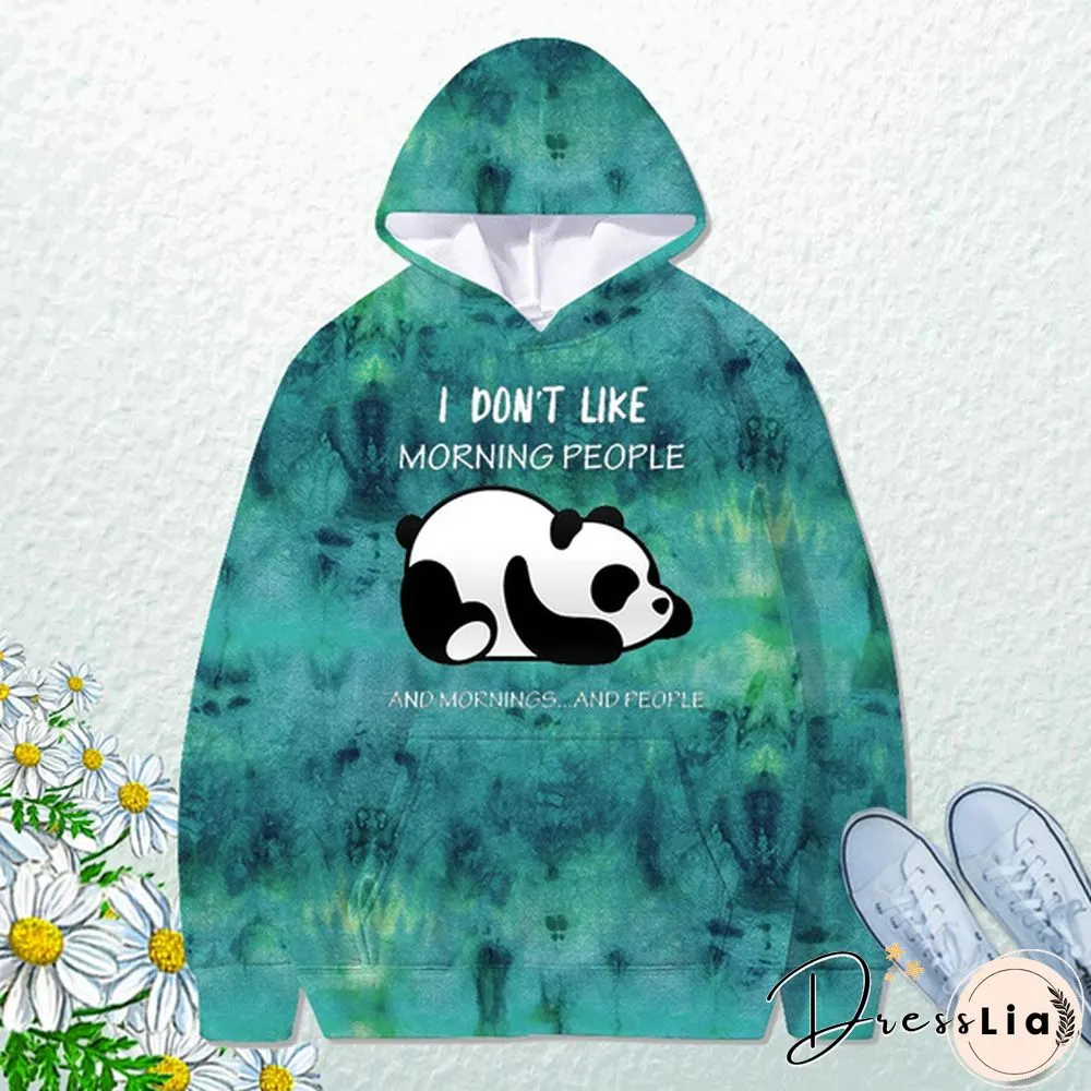 Funny Panda I Don'T Like Morning People Printed Hoodie For Women New Fashion Autumn And Winter Pullovers Ladies Creative Personalized Sweatshirts