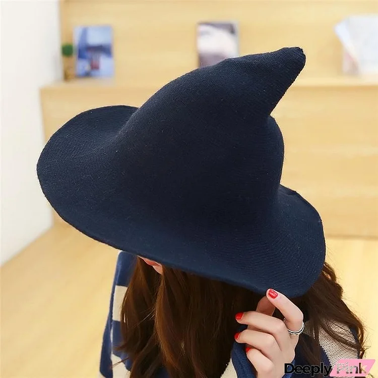 Large Brimmed Pointed Wizard Knitted Woolen Hat