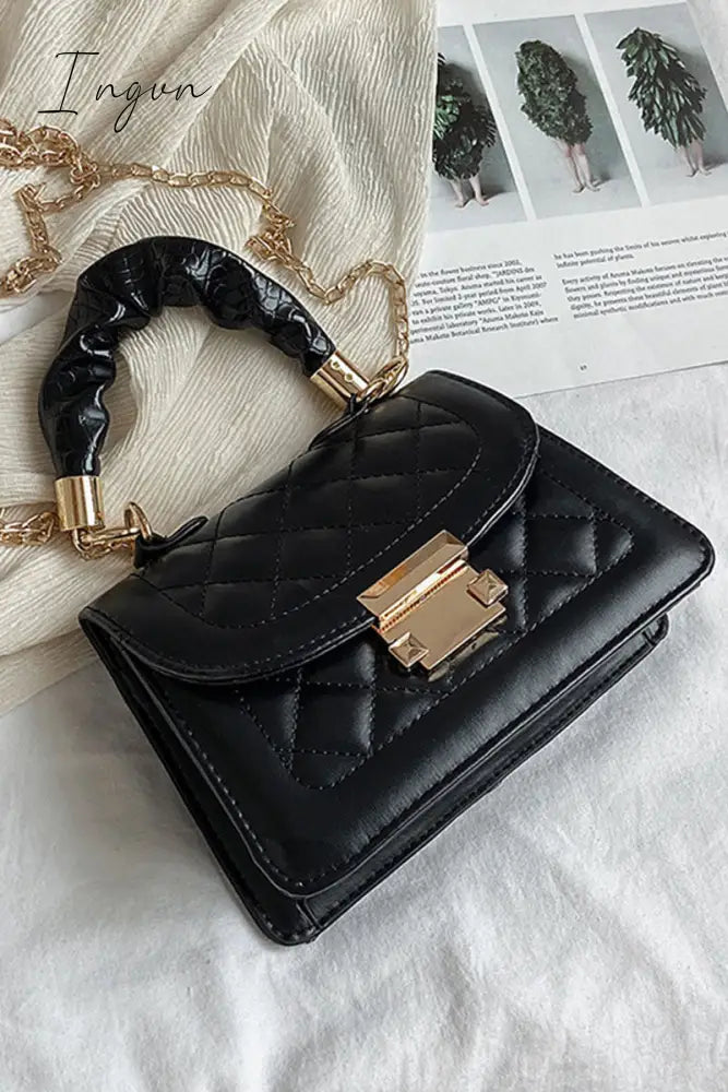 Ingvn - Fashion Casual Solid Patchwork Metal Accessories Decoration Chains Bags Black / One Size