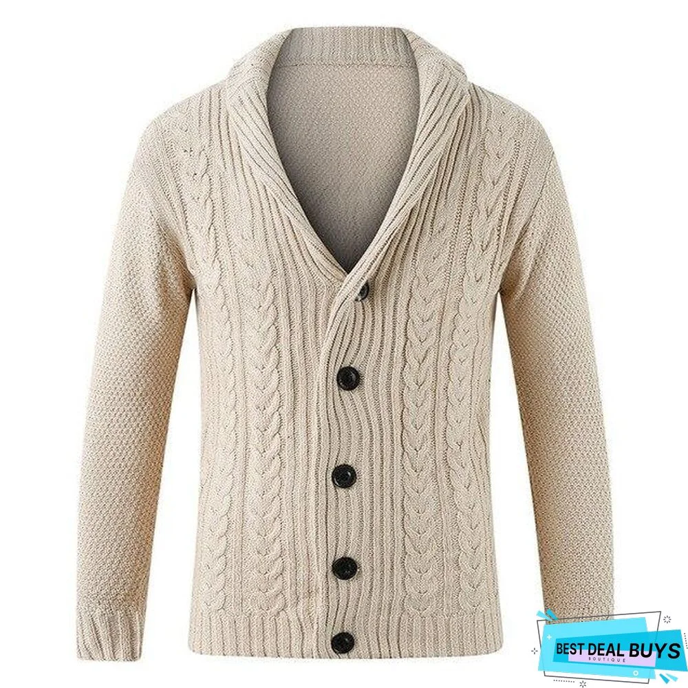 Men Casual Warm Men's High Quality Fashion Cardigan V-Neck Knitting Sweaters Coat