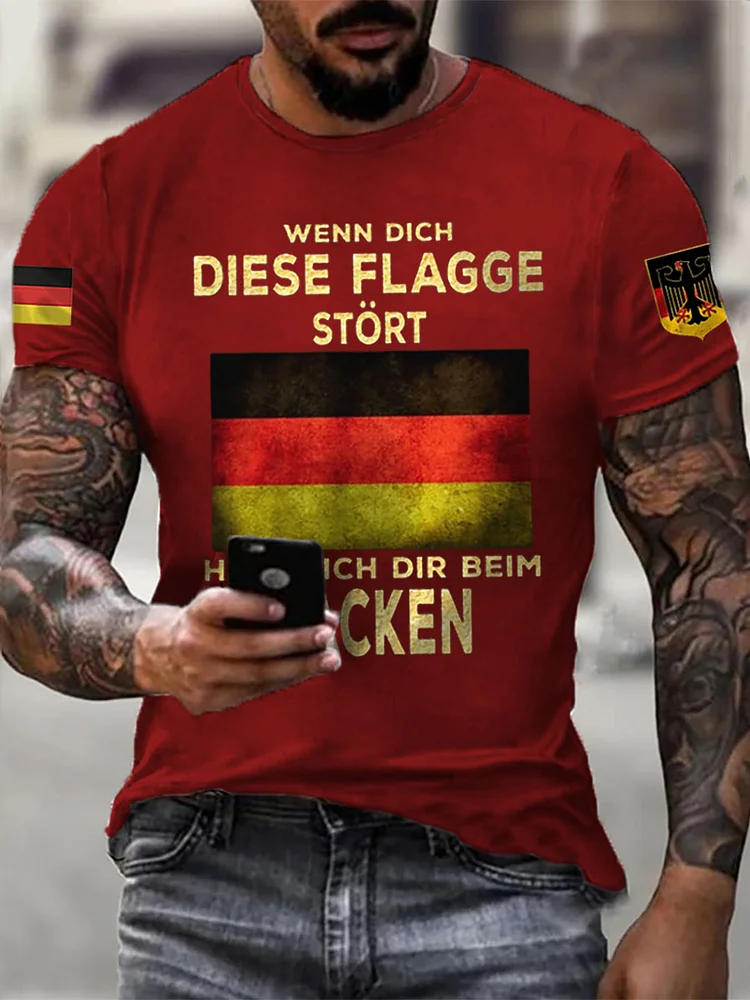 Herren Wenn dich diese flagge stört helfe ich dir im packen bedrucktes Kurzarm-T-Shirt
