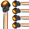 Nilight 5Pcs Waterproof Round Rocker Toggle Yellow LED Switch 12V 20A 3 Pin ON Off SPST for Car Truck Boat Marine Automotive RV with Locked Terminal Wires