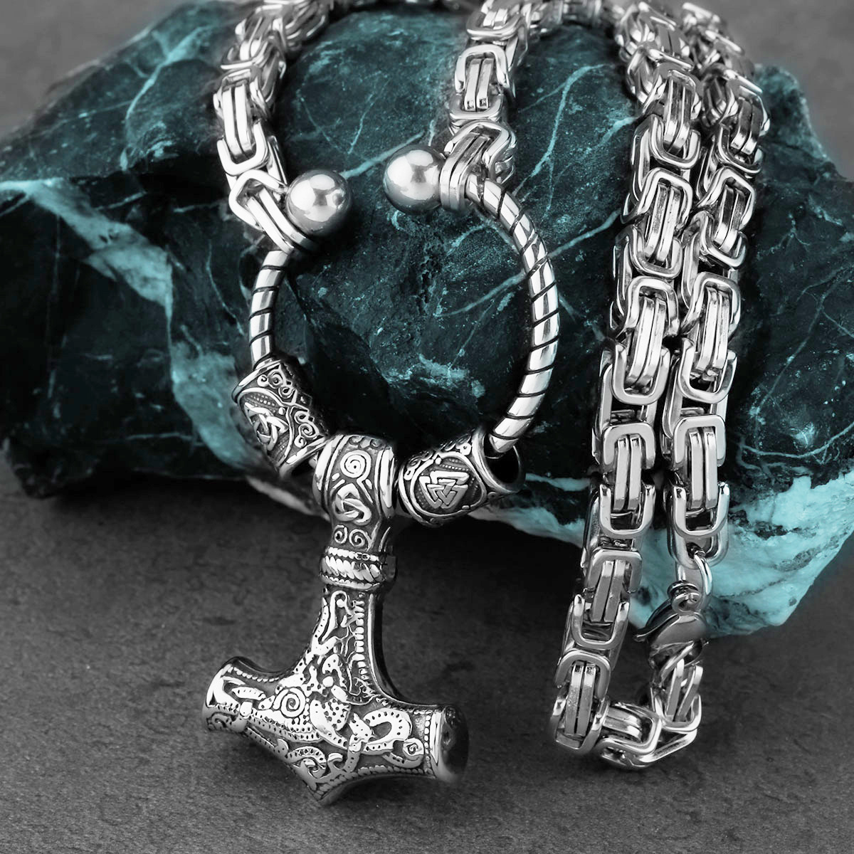 Stainless Steel Heavy Industry Viking Thor's Hammer Necklace