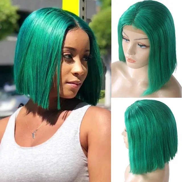 Jewtribute Hair®| Short Bob Wigs Orange Straight Brazilian Wigs 
