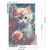 [Stock limit&eacute; - Peinture diamant](Grande Taille) Chaton sous les fleurs volantes-plein rond diamant peinture-40 * 60cm