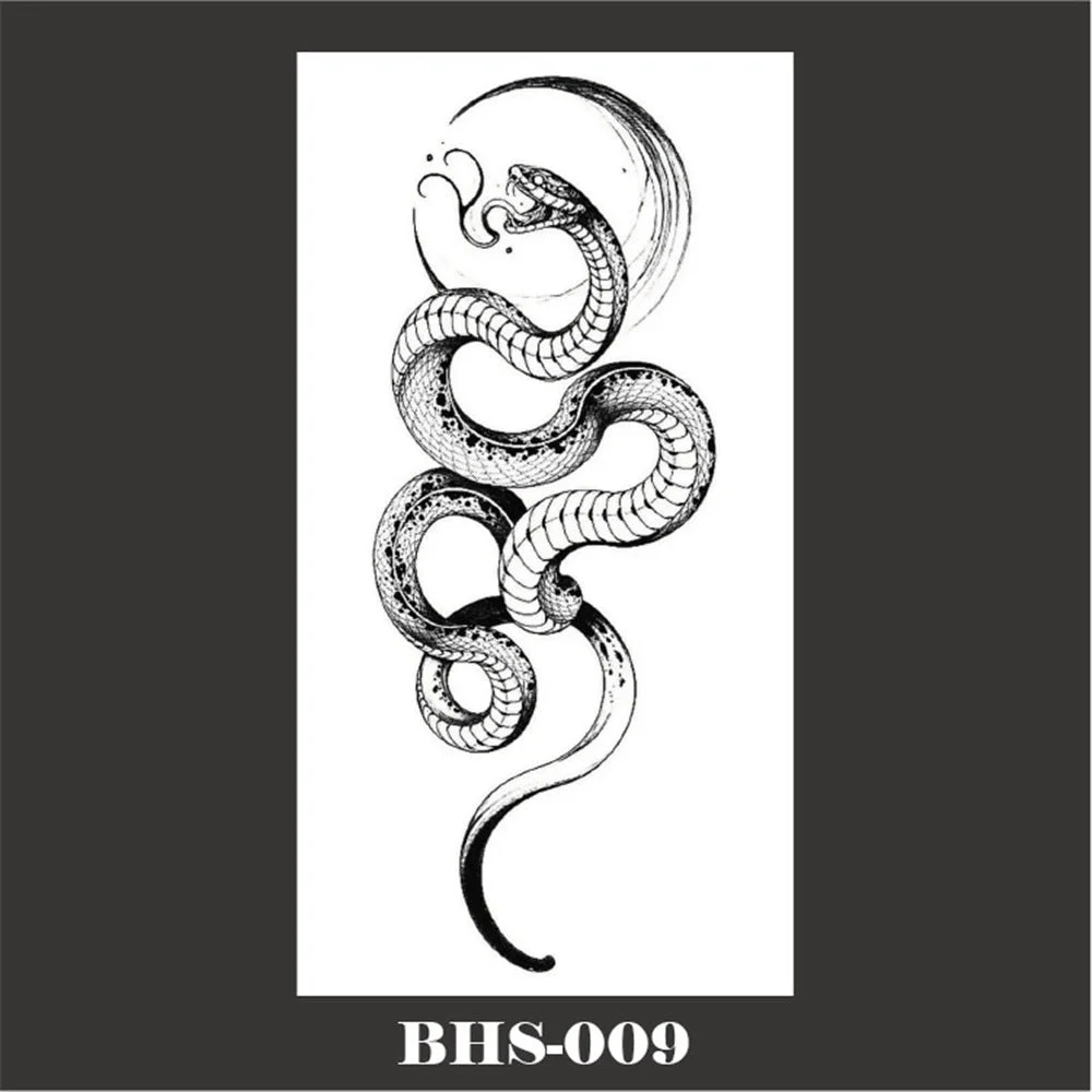 2022 New Snake Tattoo Stickers Dark Tide Cool Flower Snake Skull Tattoo Stickers For Body Art Arm Sleeves Snake Flowers
