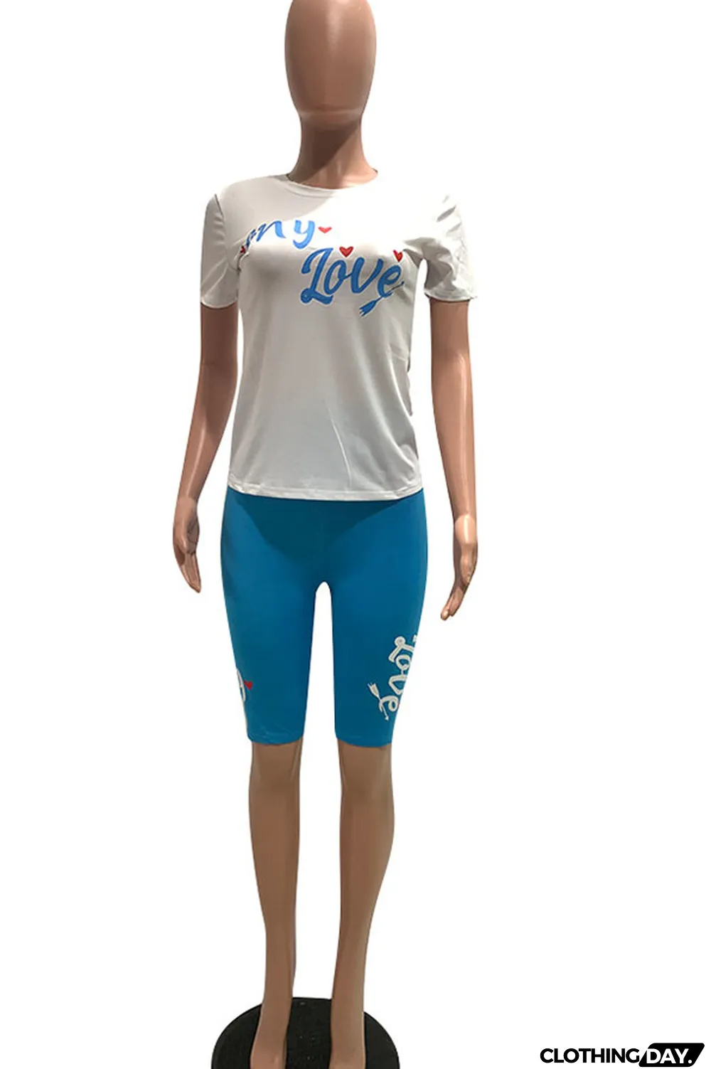 Yellow Fashion Casual Letter Print Two Piece Suits pencil Short Sleeve Two Pieces