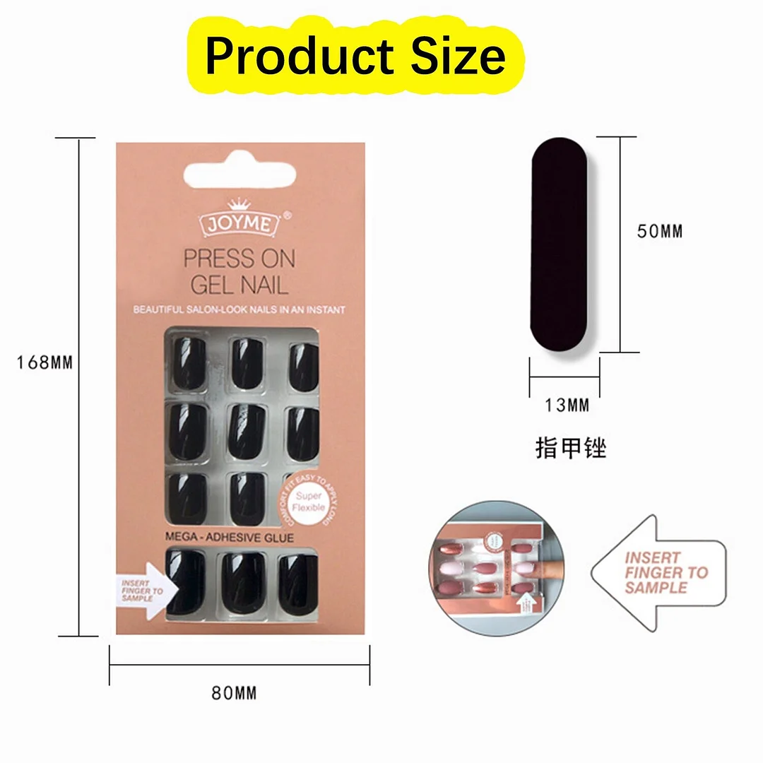 24Pcs Nails Art Fake Nail Tips False Press on Coffin with Glue Stick Designs Clear Display Short Set Full Cover Artificial Squar-Nail Inspo