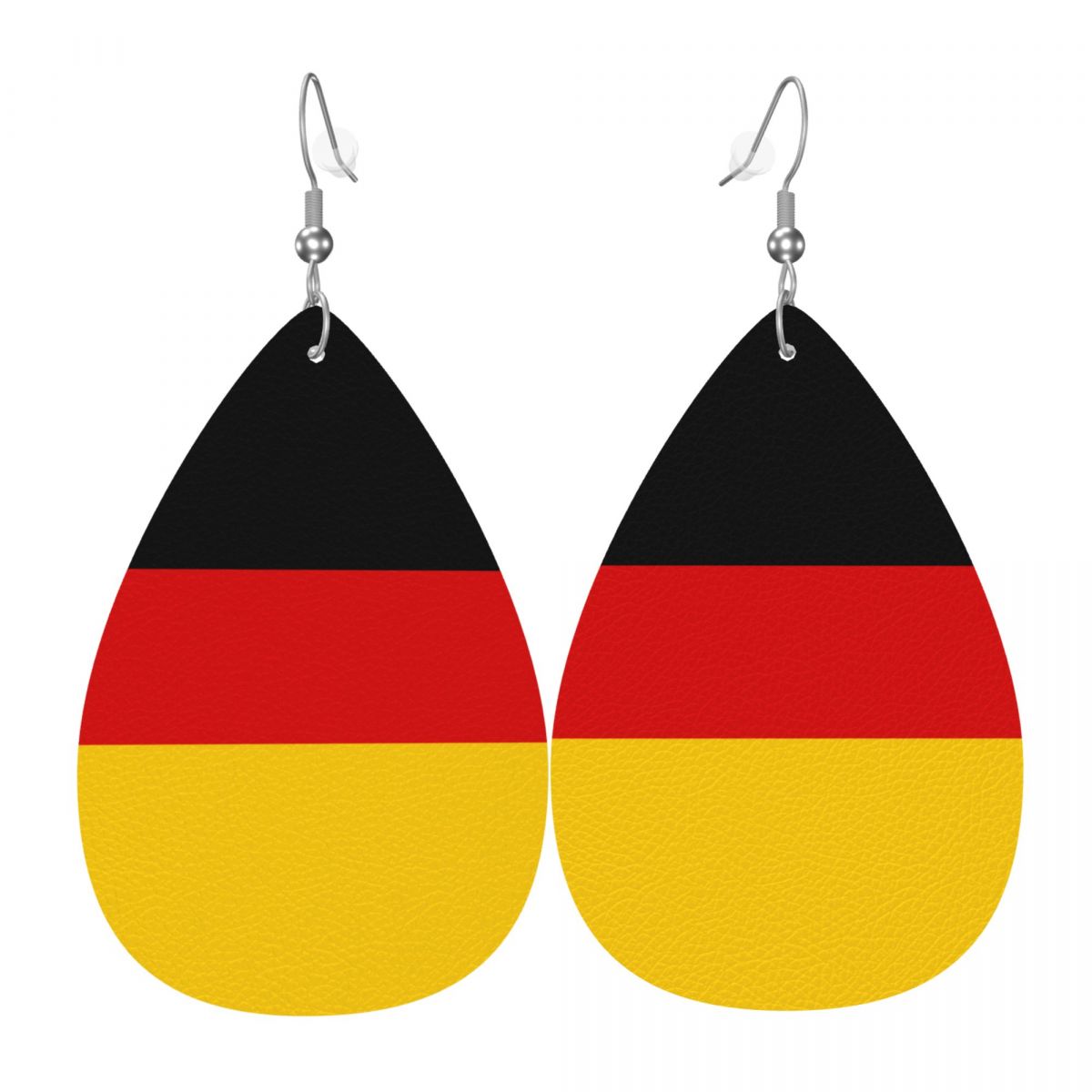 Germany Flag Print Leather Teardrop Dangle Earrings for Women