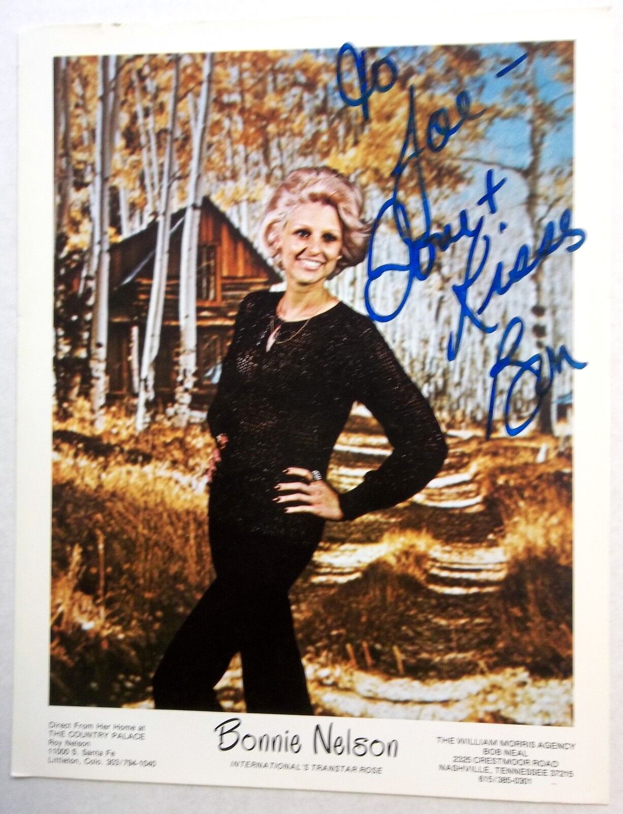 Bonnie Nelson AUTOGRAPHED 8 x 10 Inch Promo Photo Poster painting Country WESTERN Singer