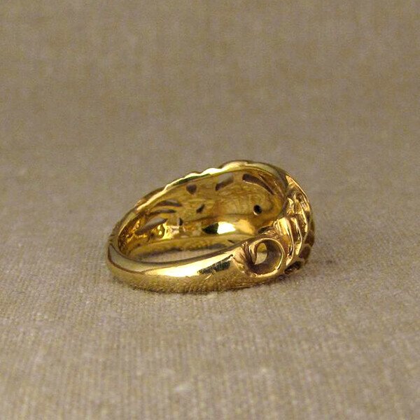 Peacock Feather Blue Diamond Gold Ring