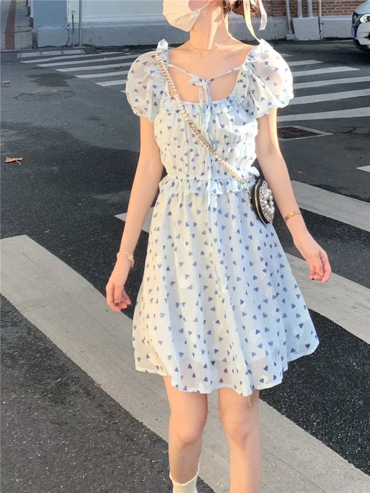 Short-Sleeve Floral A-Line Dress YP1752
