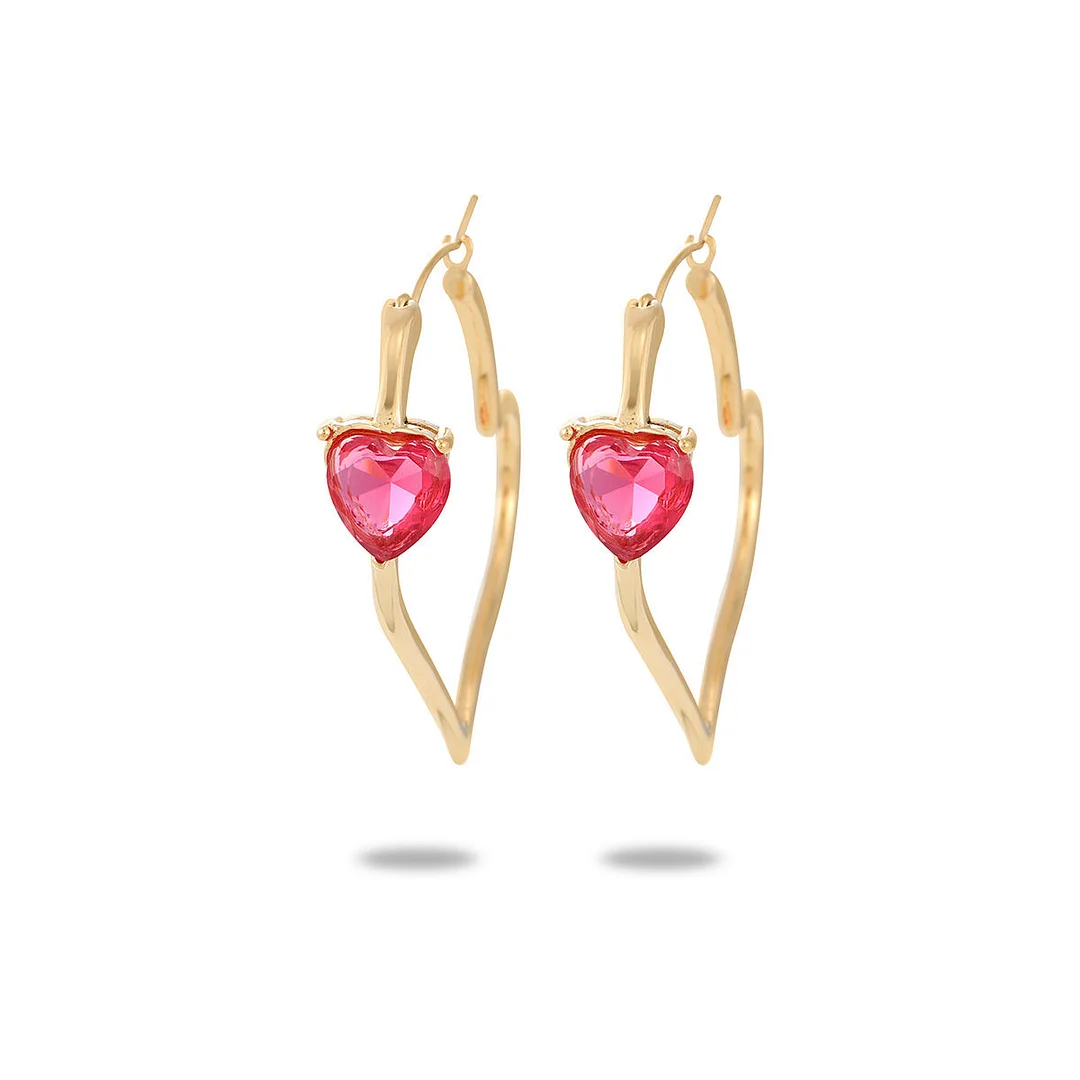 Simple Love Colored Zircon Titanium Steel Earrings