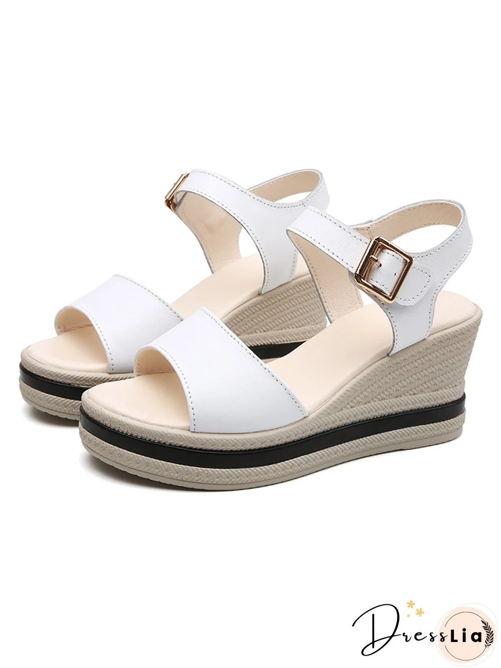 Cowhide Woven Sole Platform Wedge Resort Sandals