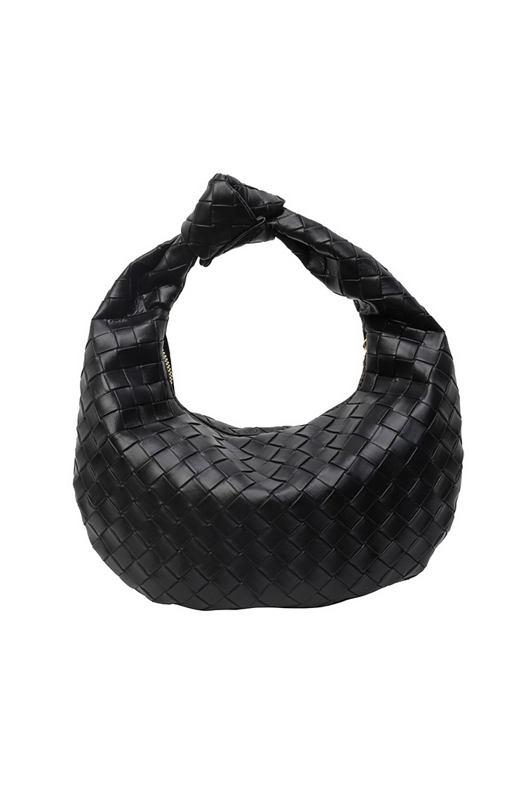 Solid Color Hobo Bag Braiding Plaid Handbag