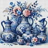 Blue And White Porcelain Flowers-11CT Stamped Cross Stitch 40*40cm/15.75*15.75in
