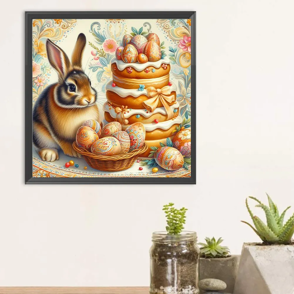Diamond Painting - Full Round Drill - Easter Bunny Cake(Canvas|30*30cm)