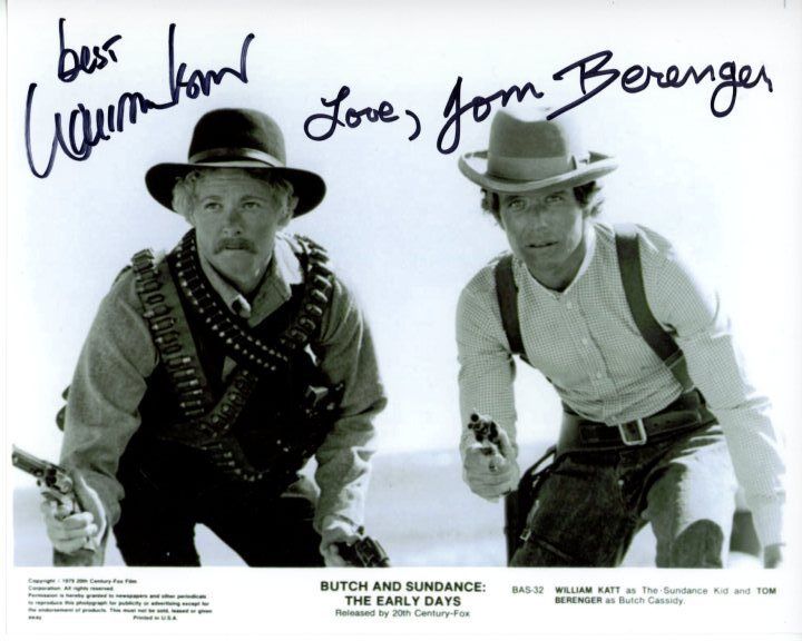 WILLIAM KATT & TOM BERENGER signed BUTCH AND SUNDANCE: THE EARLY DAYS Photo Poster painting