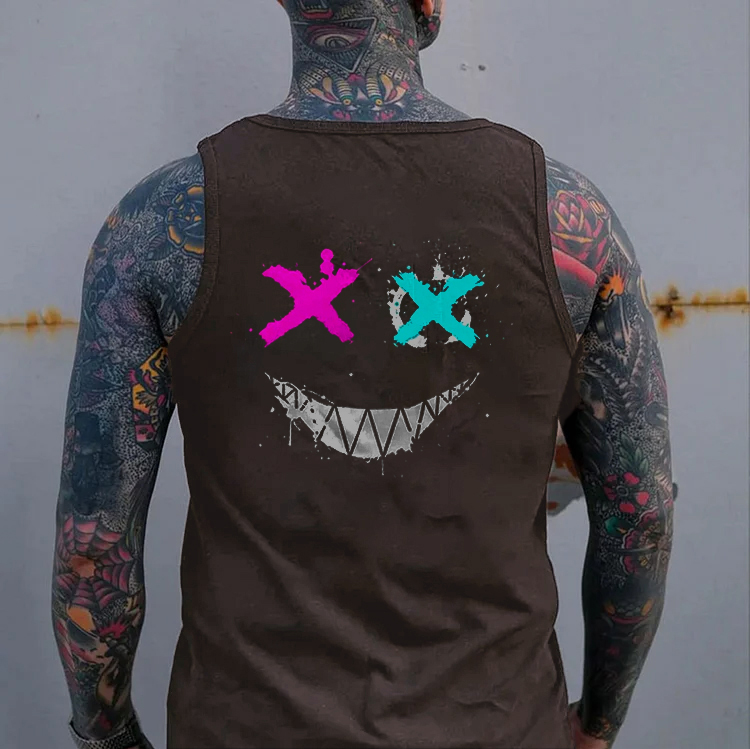 CLEARANCE ONLY $9.99-Evil Emoji Graphic Back Print Vest