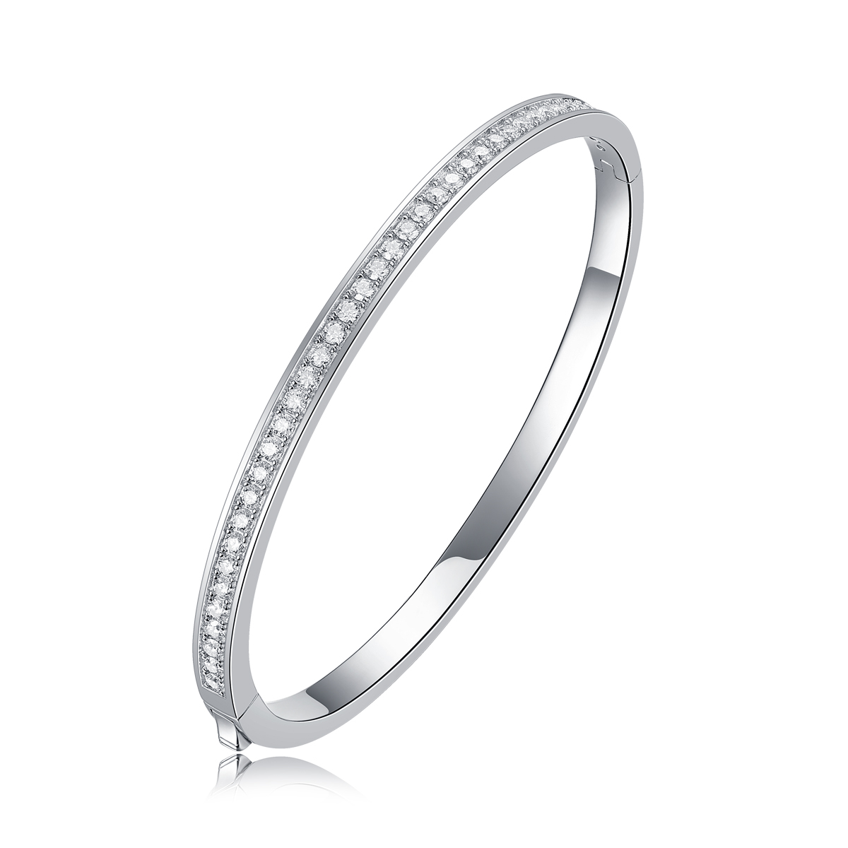 2mm 1.18CT D Color Moissanite Bangles For Women GRA Certified S925 Silver 18K White Gold Plated Diamond Bracelet Jewelry