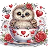 Owl in Coffee Cup - Crystal Rhinestone Diamond Painting
