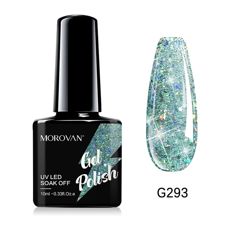 Morovan Pale Turquoise/Multicolor Glitter Gel Nail Polish  G293