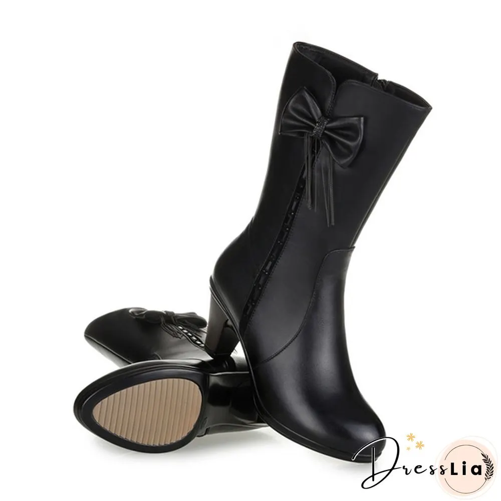 New winter boots, cotton boots, leather boots, leather boots, high-heeled wool boots