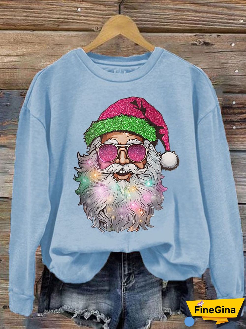 Women's Santa Print Sweatshirt