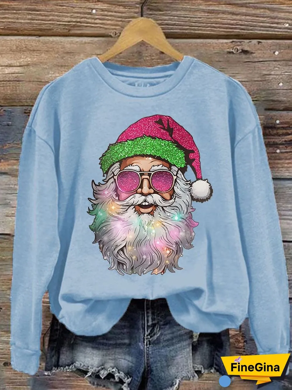 Women's Santa Print Sweatshirt