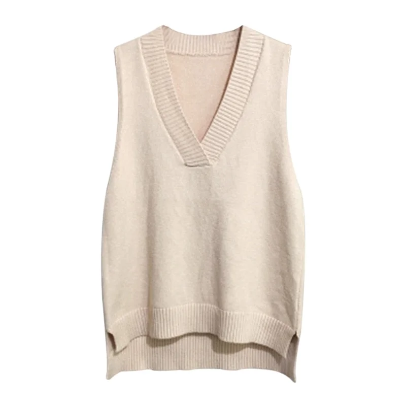 Muyogrt V-neck Knitted Vest Women's Sweater Autumn And Winter 2021 Korean Loose Wild Sweater Vest Sleeveless Sweater Jumpers