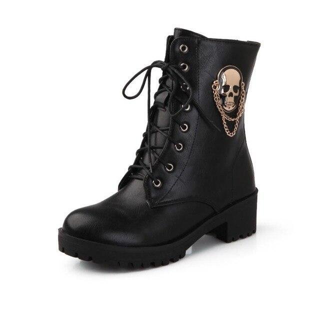 Womens Skull Ankle Boots