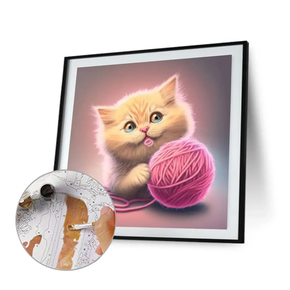 DIY Paint By Number 40*40cm - Cat Playing With Yarn