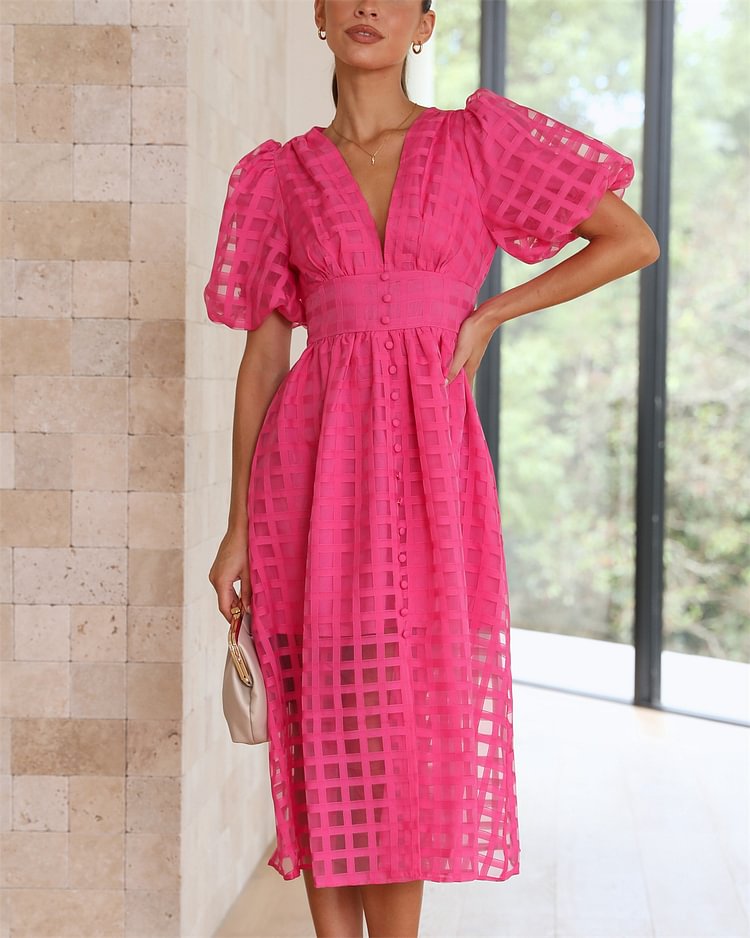 Women's Solid Color V-neck Dress