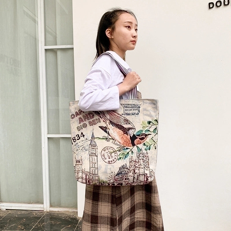 Women’s Ethnic Style Butterfly Canvas Shopping Bags