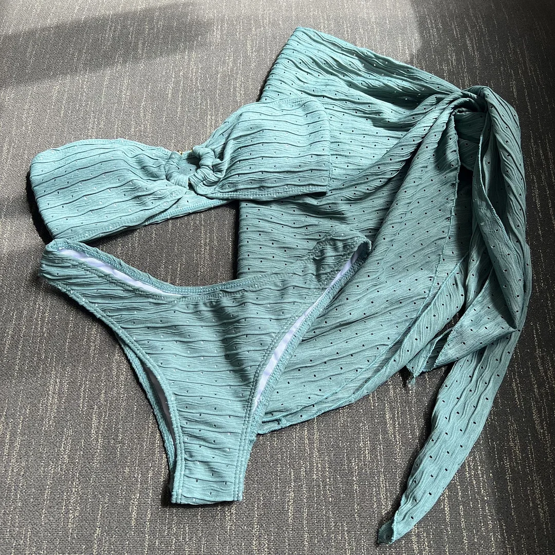 Uveng 2023 New Breast-Skin Three-Piece Swimsuit Bikini Swimsuit