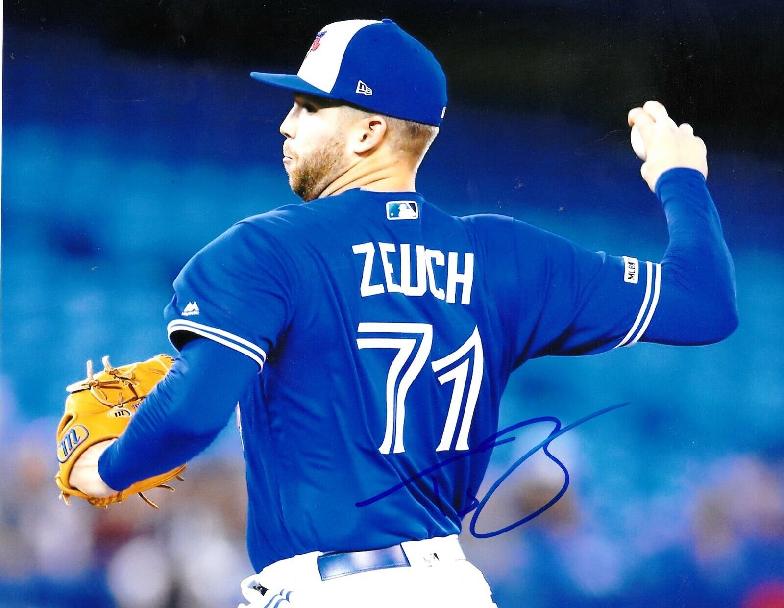 T.J. ZEUCH TORONTO BLUE JAYS ACTION SIGNED 8x10