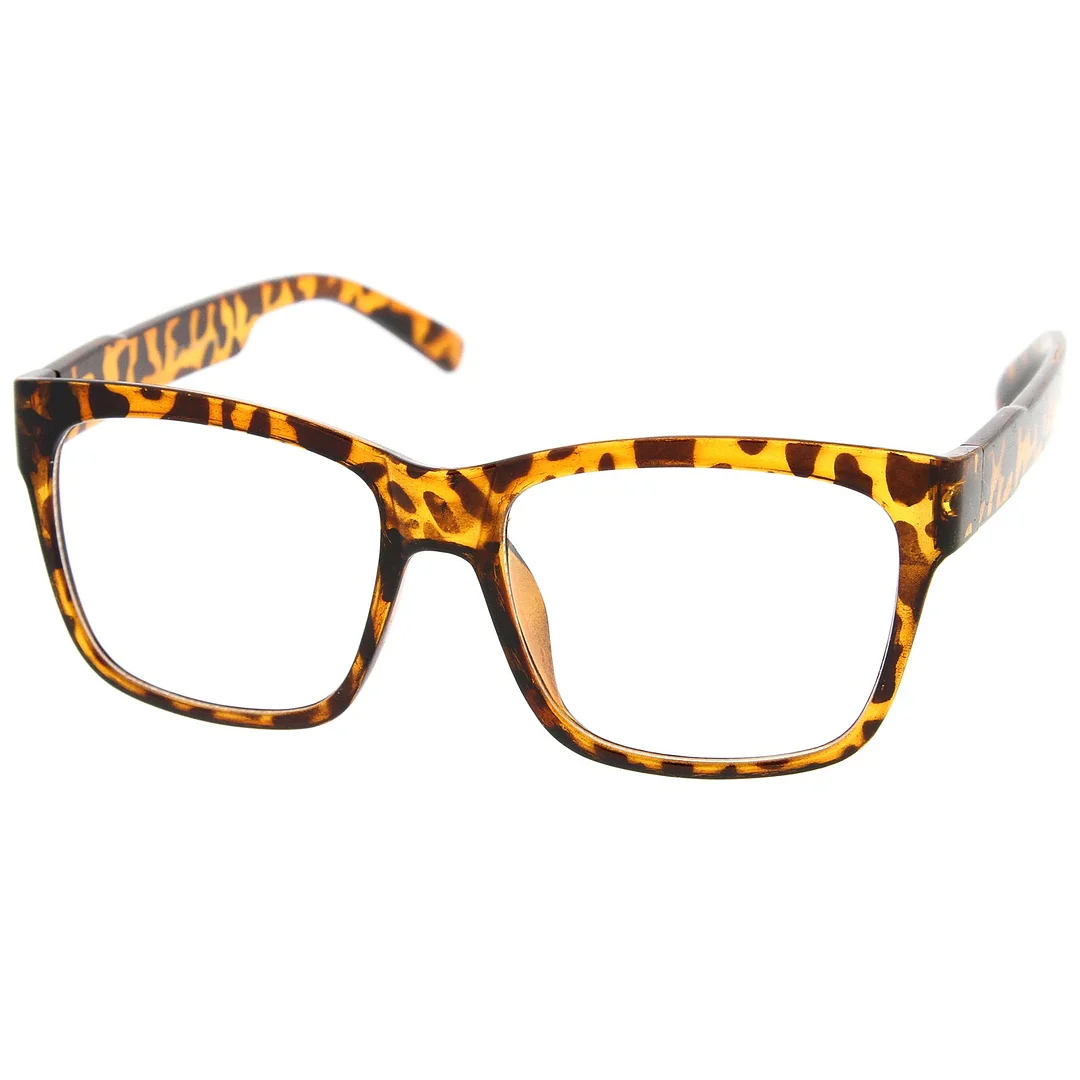 Casual Bold Square Clear Lens Horn Rimmed Eyeglasses 53mm