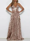 Sequined Embroidered Split-Side Spaghetti-Neck Evening Maxi Dress