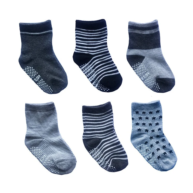 6 Pairs/lot 0 to 5 Yrs Four Seasons Sock For Boys Girl Toddlers Infants Non Skid Floor Socks Cotton Unisex Children's White Sock