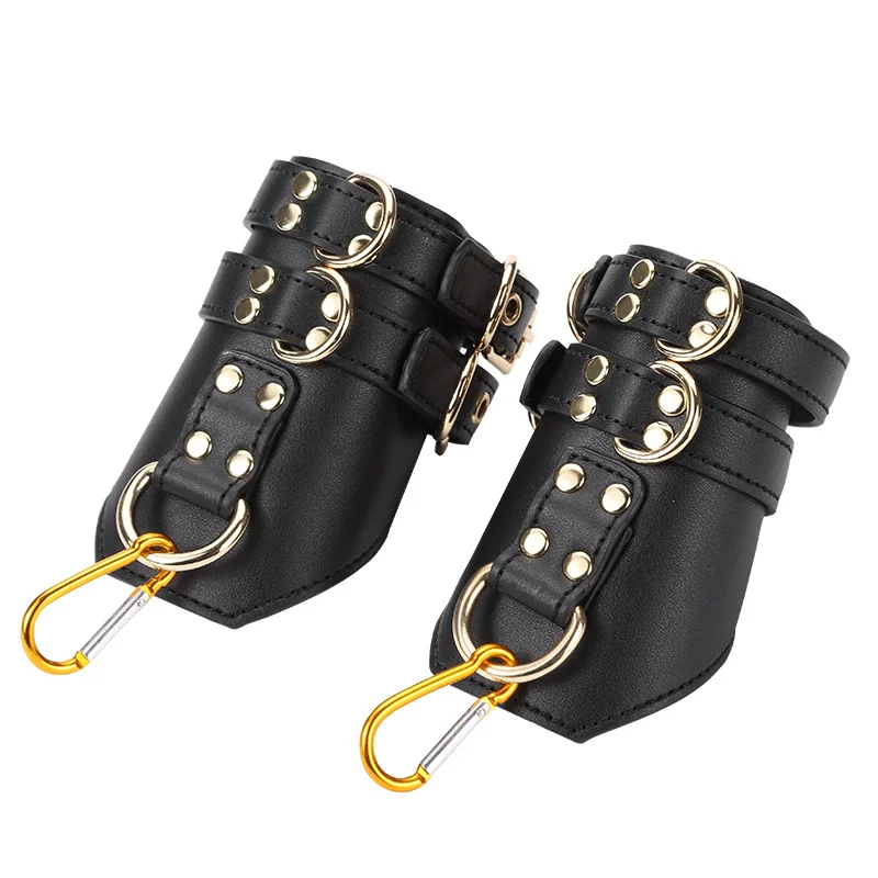 Deluxe Leather Cuffs with Carabiners Rosetoy Official
