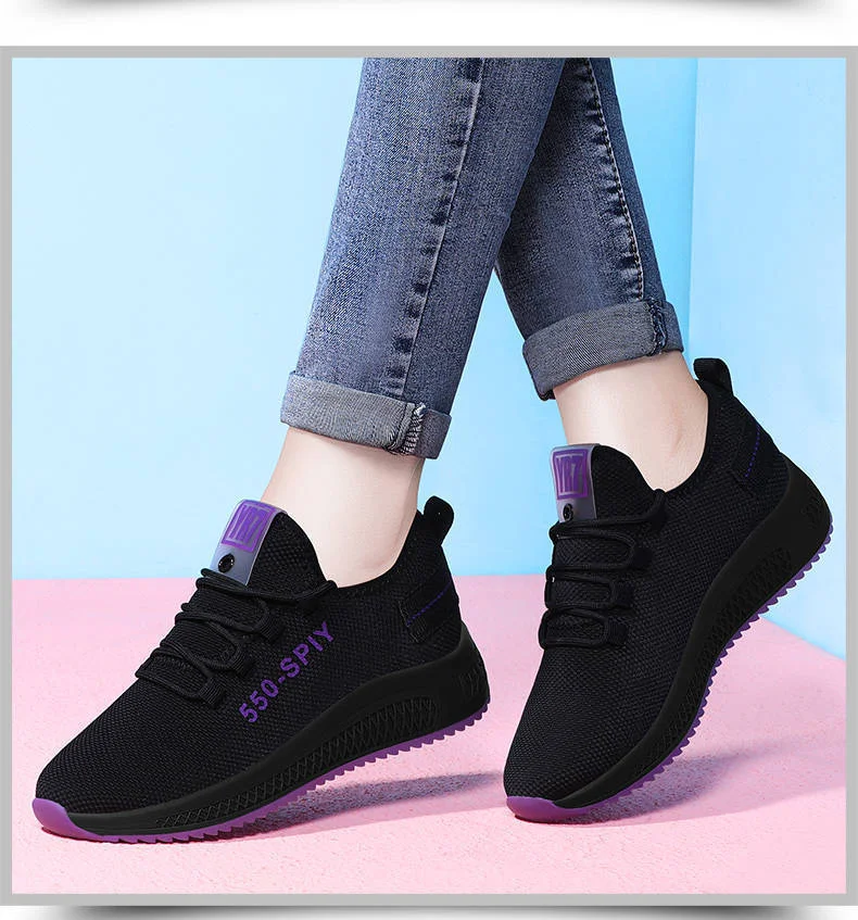 Women&#39;s Breathable Non-slip Platform Fashion 2022 Autumn New Casual Shoes Korean Running Shoes Black Sneakers shoes for women