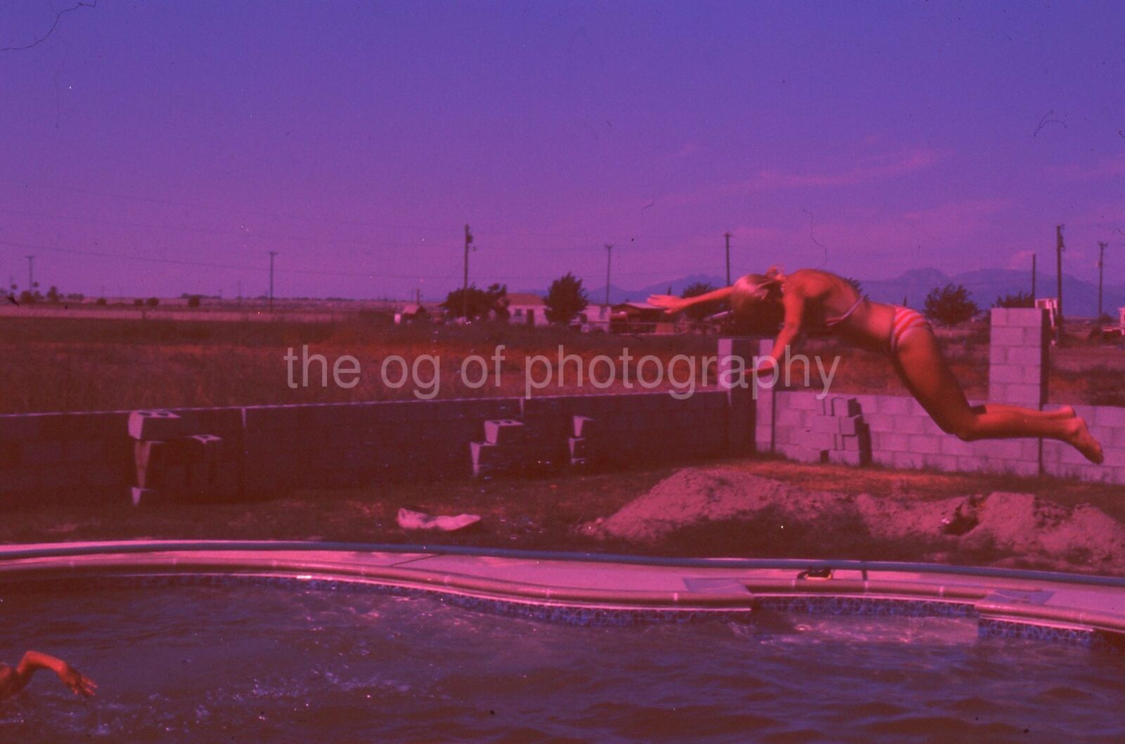 POOL GIRL Woman 35mm FOUND SLIDE Vintage COLOR Transparency DIVER Photo Poster painting 21 T 67