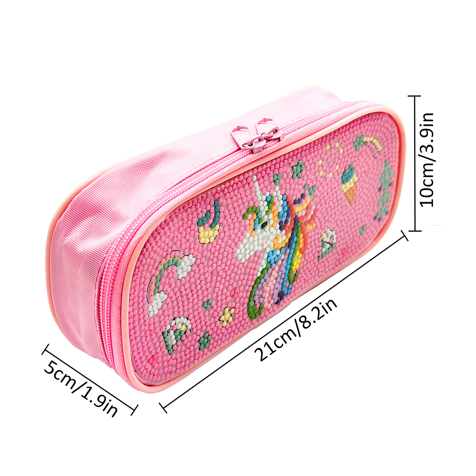 DIY Diamond Brush Bag Pink Student Stationery Bag Handmade DIY Sticky Diamond Embroidery Zipper Stationery Box